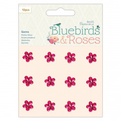 Bluebirds and Roses Adhesive Gems